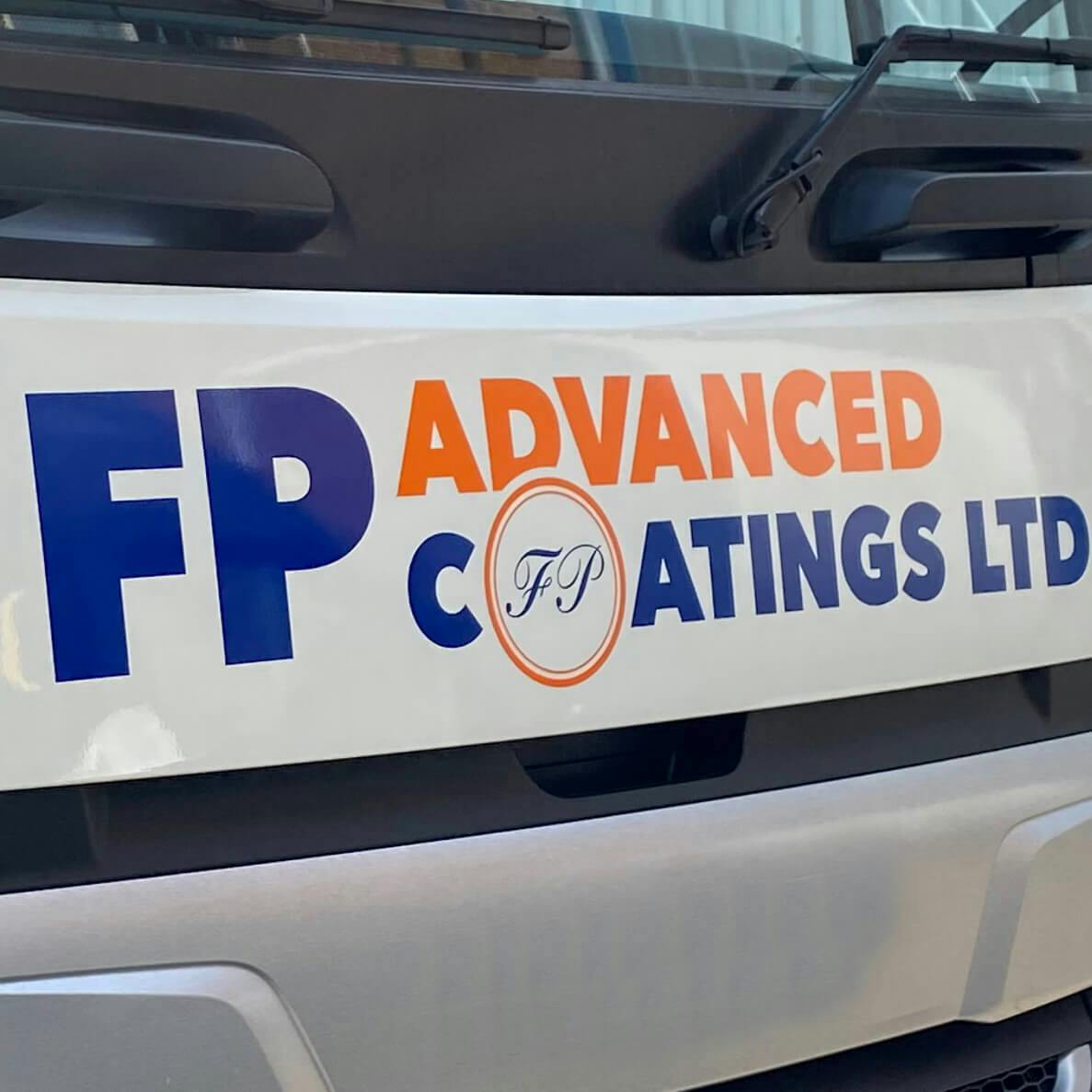 FP Advanced Coatings Logo on a Lorry